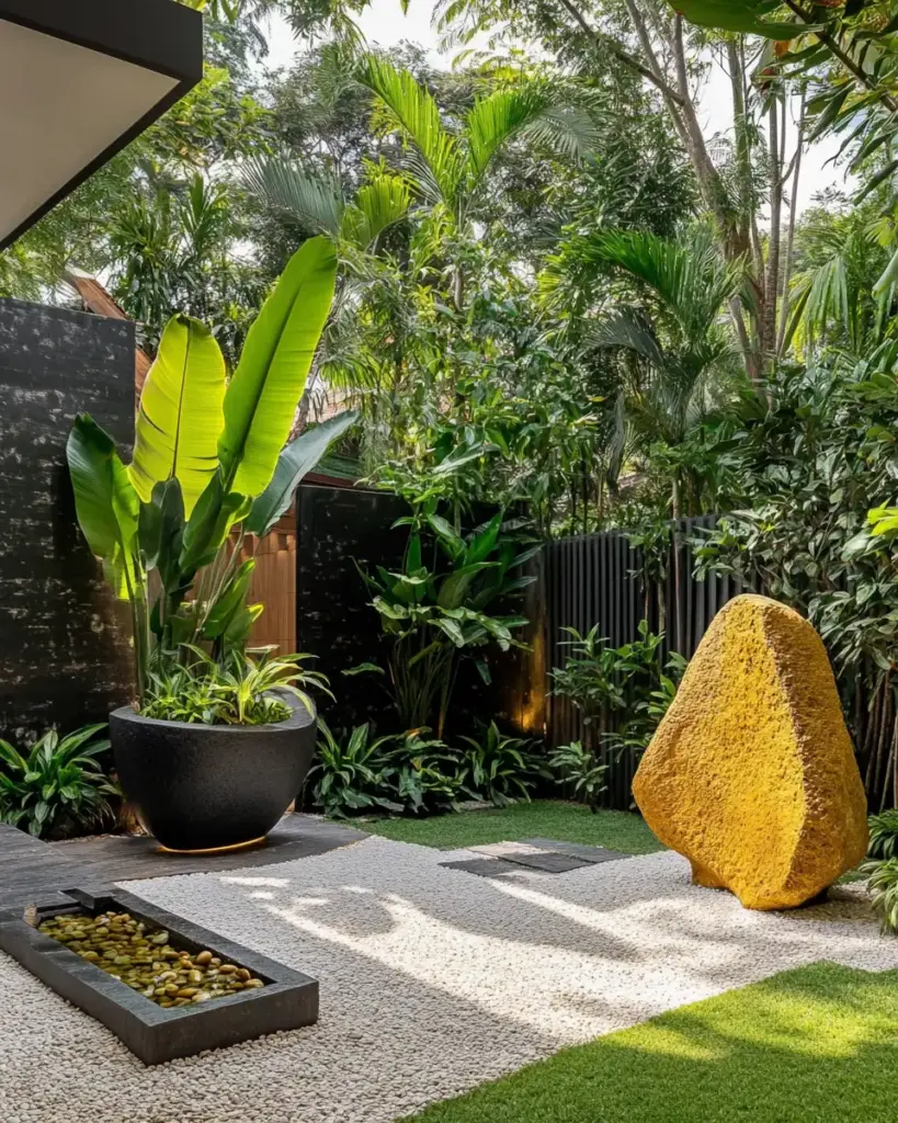 Contemporary Zen Garden with Potted Focal Point