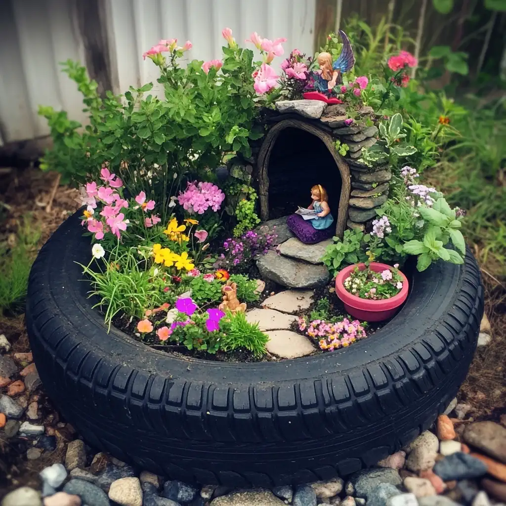 Tire Fairy Garden