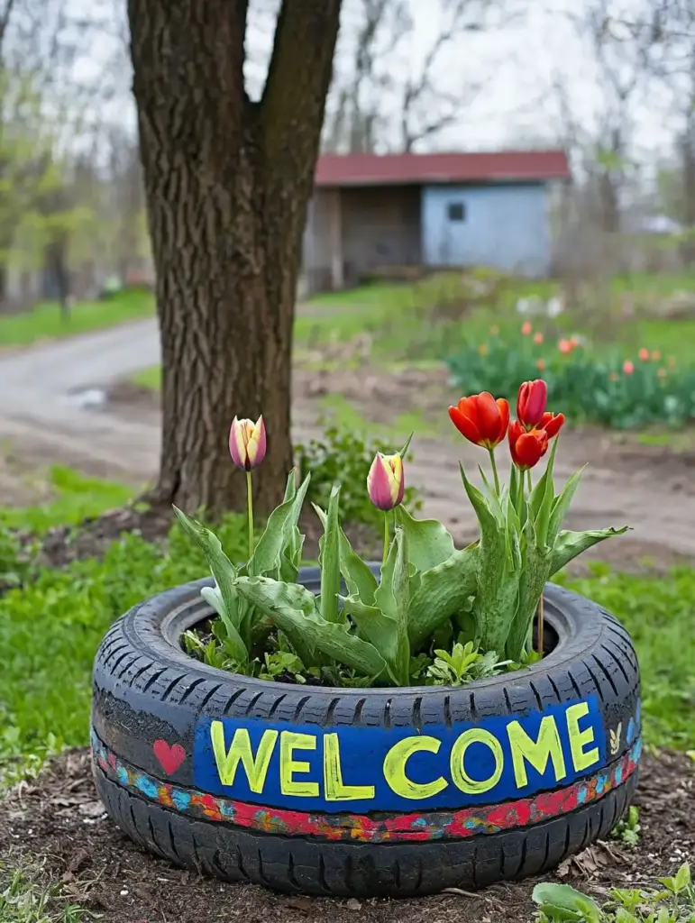 Tire Garden Sign