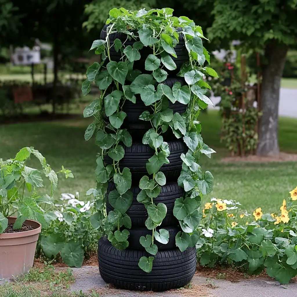 Tire Trellis for Climbing Plants