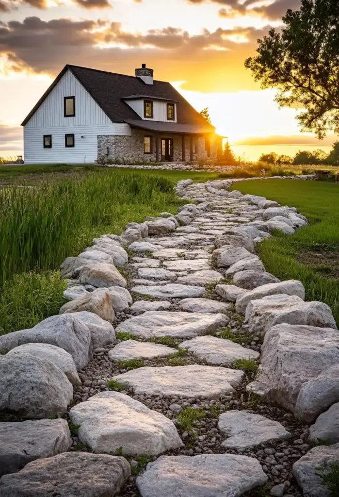 Boulder Lined Driveway