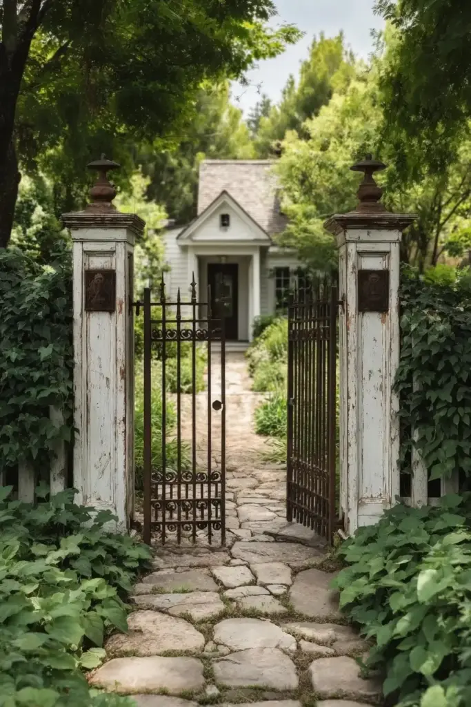 Vintage-Style Gate with Distressed Metal Accents