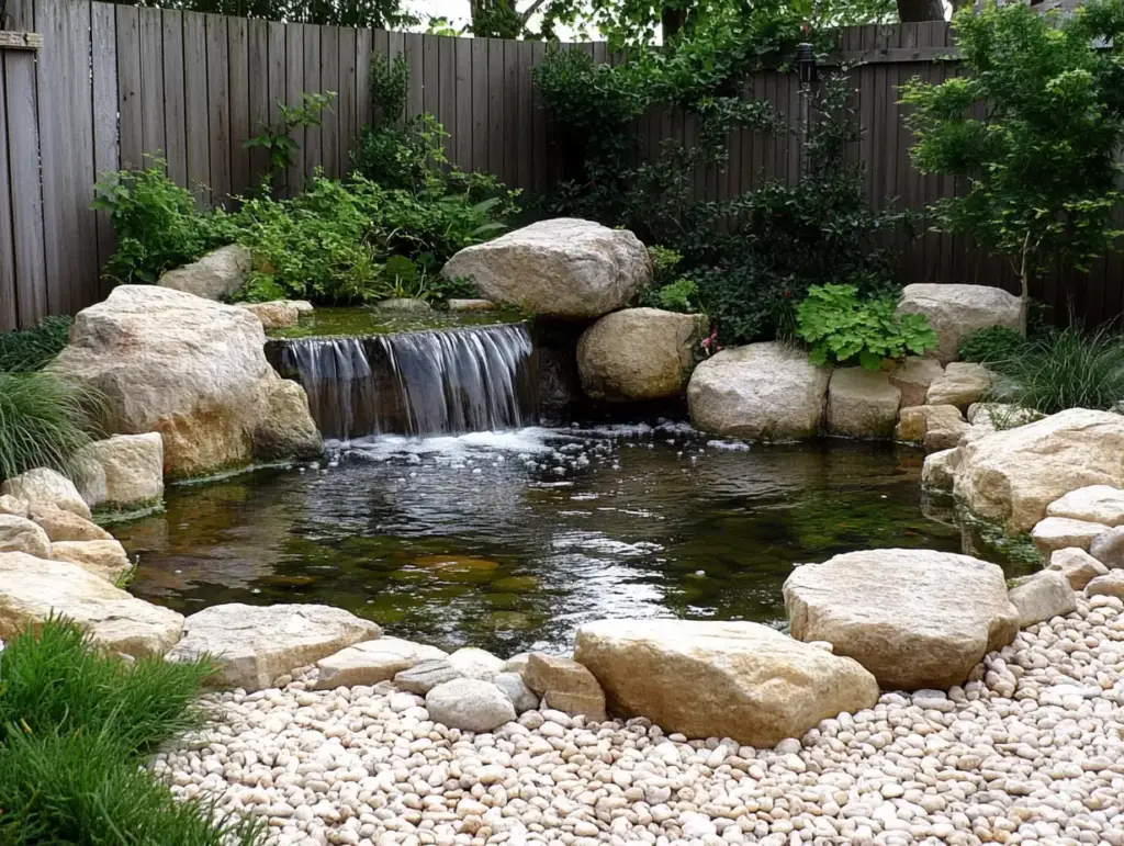 Tranquil Rock Pond with Cascading Water