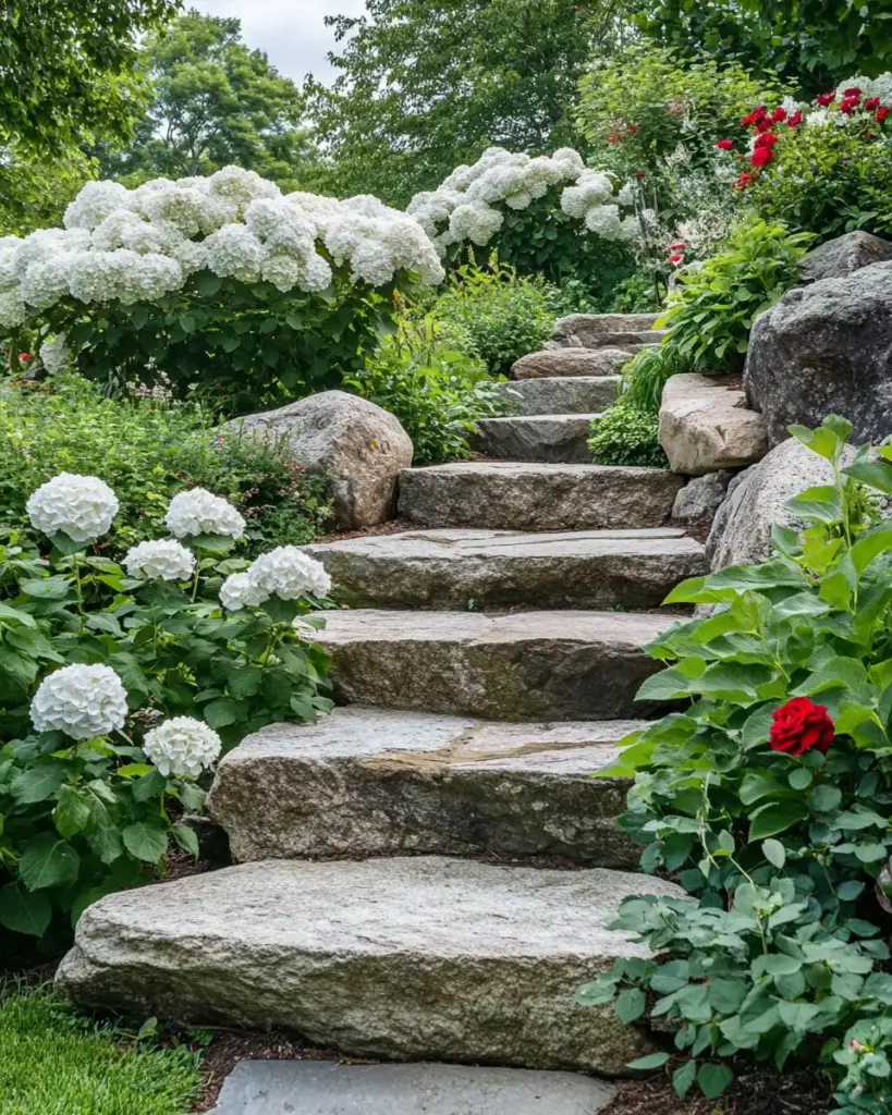Stone Steps with Blooming Surrounds