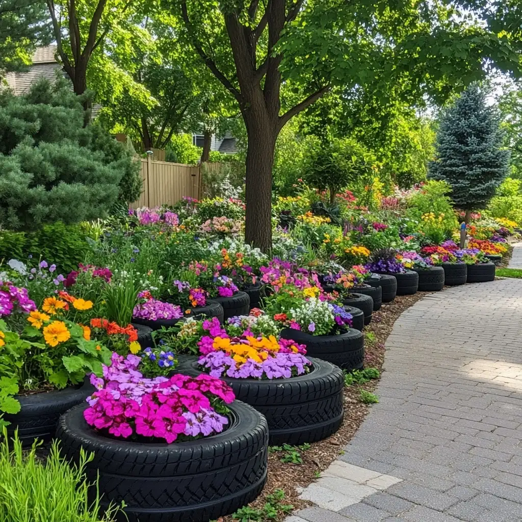 Tiered Tire Flower Beds