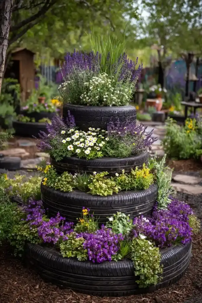  Tiered Vertical Tire Gardens