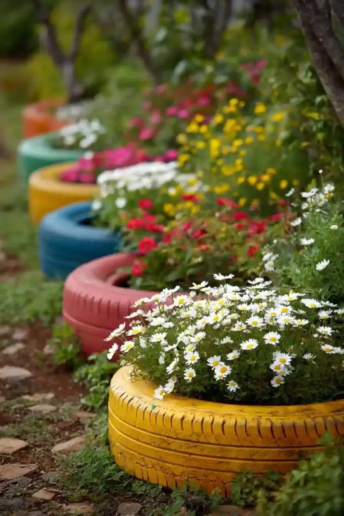 Tire Herb Spiral Planters