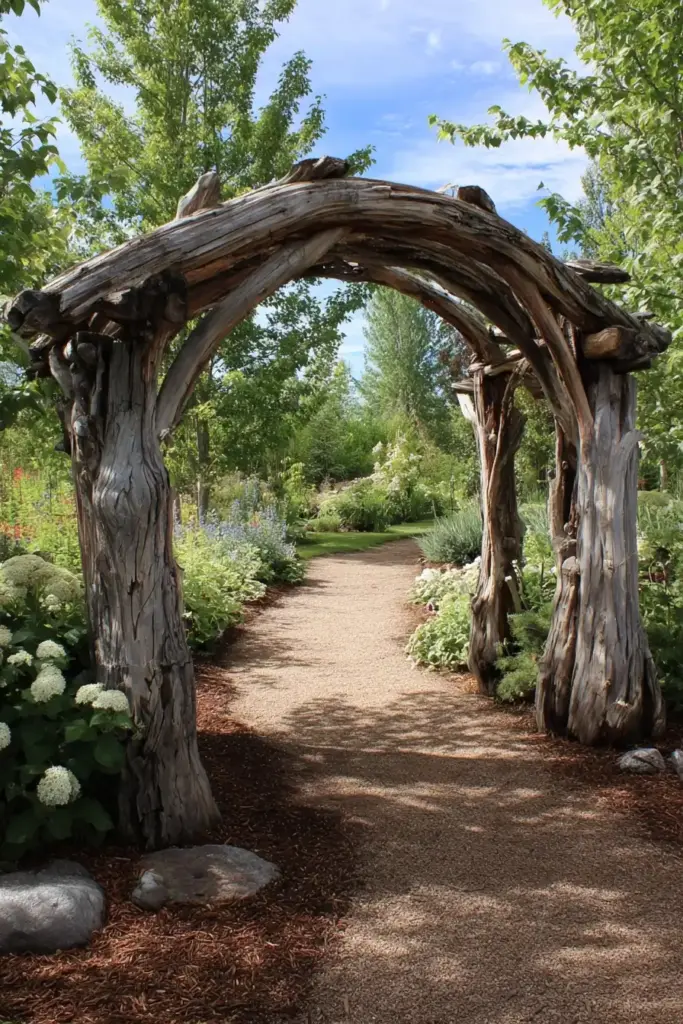 Weathered Log Garden Arches