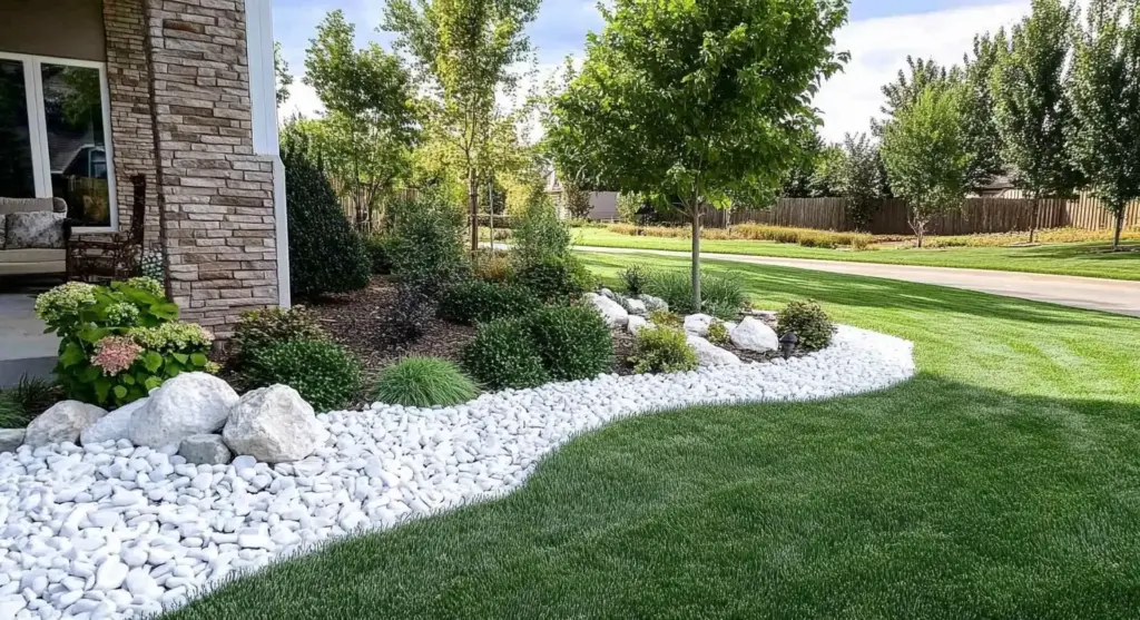 Balance Shape of Plants with White Marble Chips