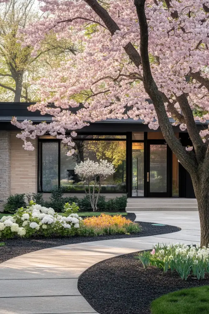 Modern Front Yard with a Focal Point, Such as a Statement Tree