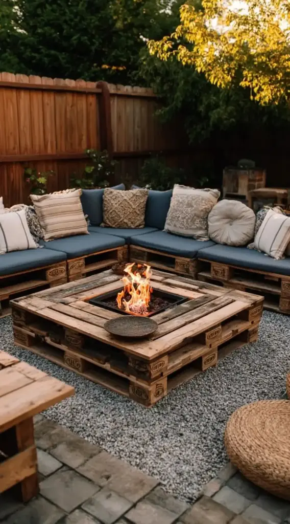 Pallet Patio Table and Fire Pit