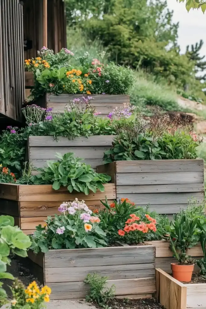 Tiered Wooden Planters
