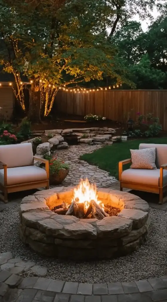 Cozy Fire Pit and Landscaping