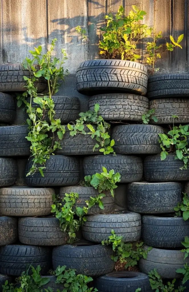 Tire Garden Block Wall