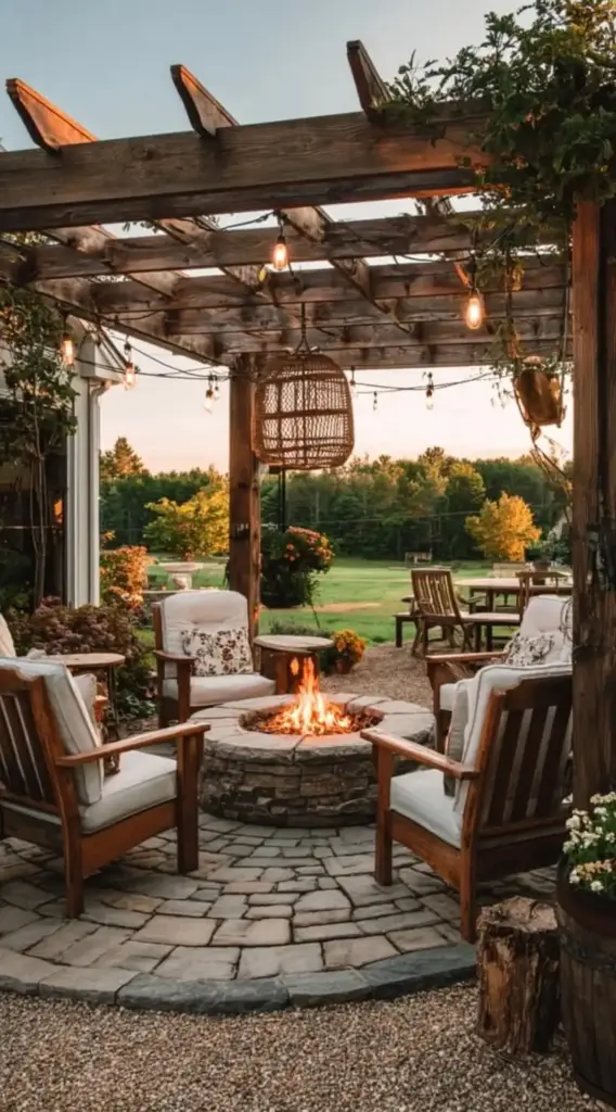 Wooden Pergola with Rustic Accents