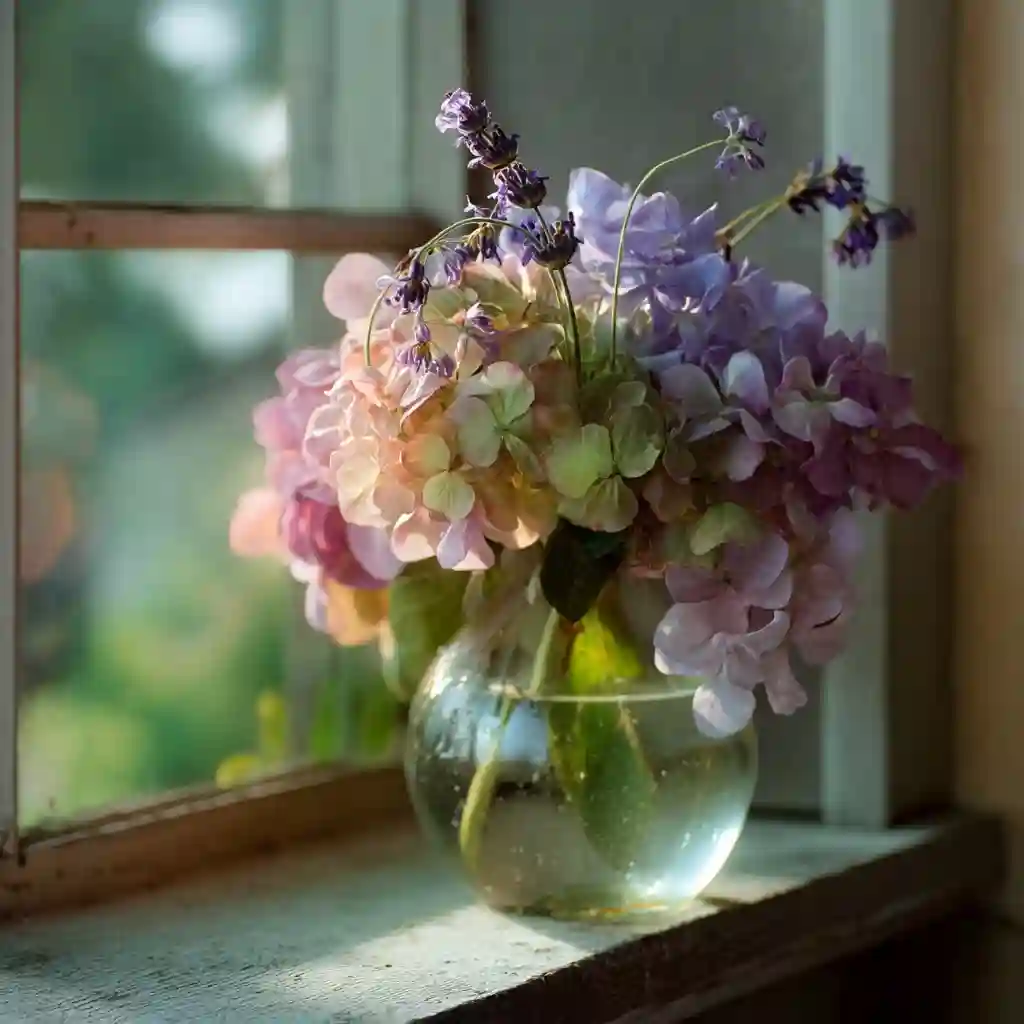 Air Drying Flowers in a Vase of Water