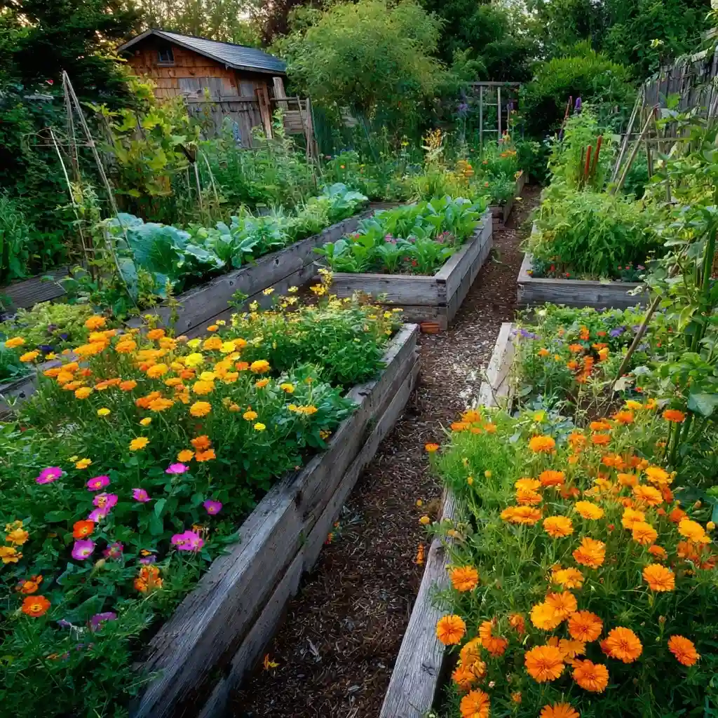 Vegetable Patch with Floral Flair