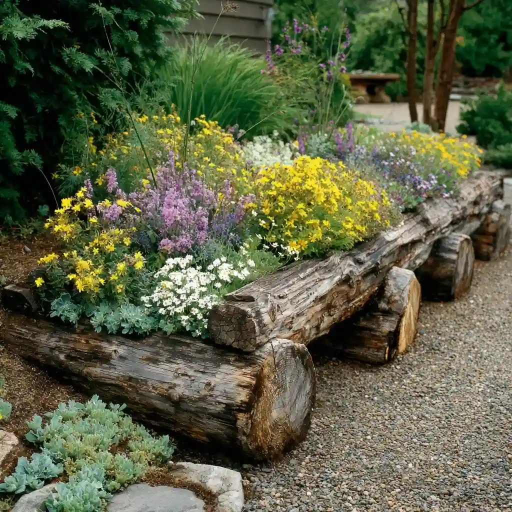 A Log Flower Bed