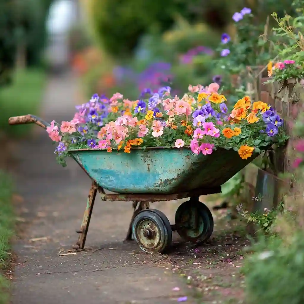 A Wheelbarrow Flower Bed