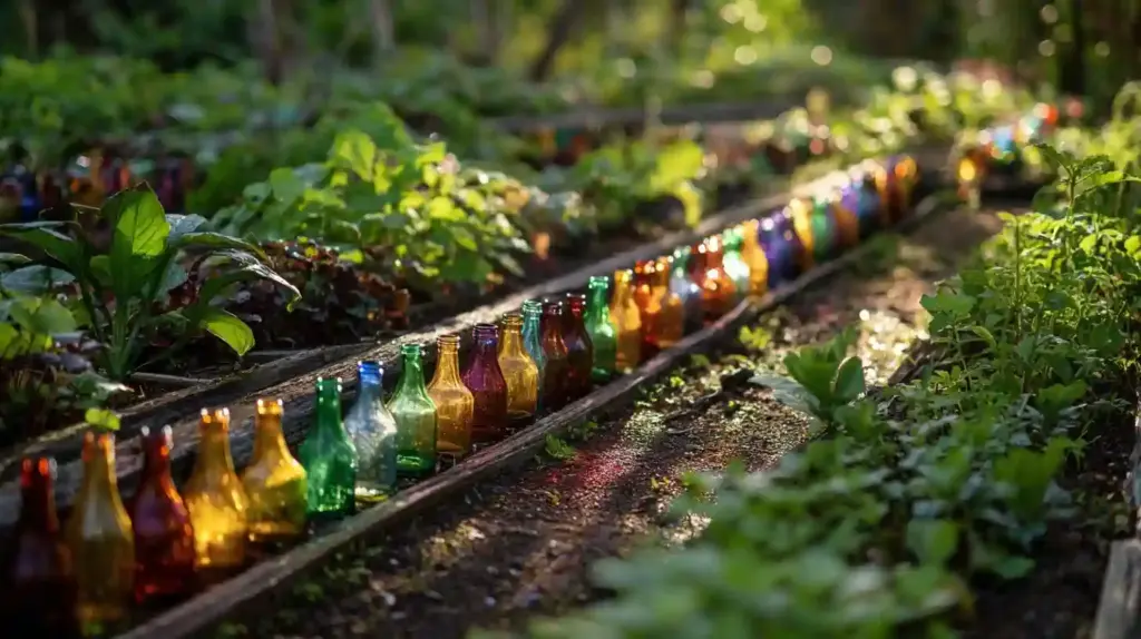 Glass Bottle Garden Edging Ideas