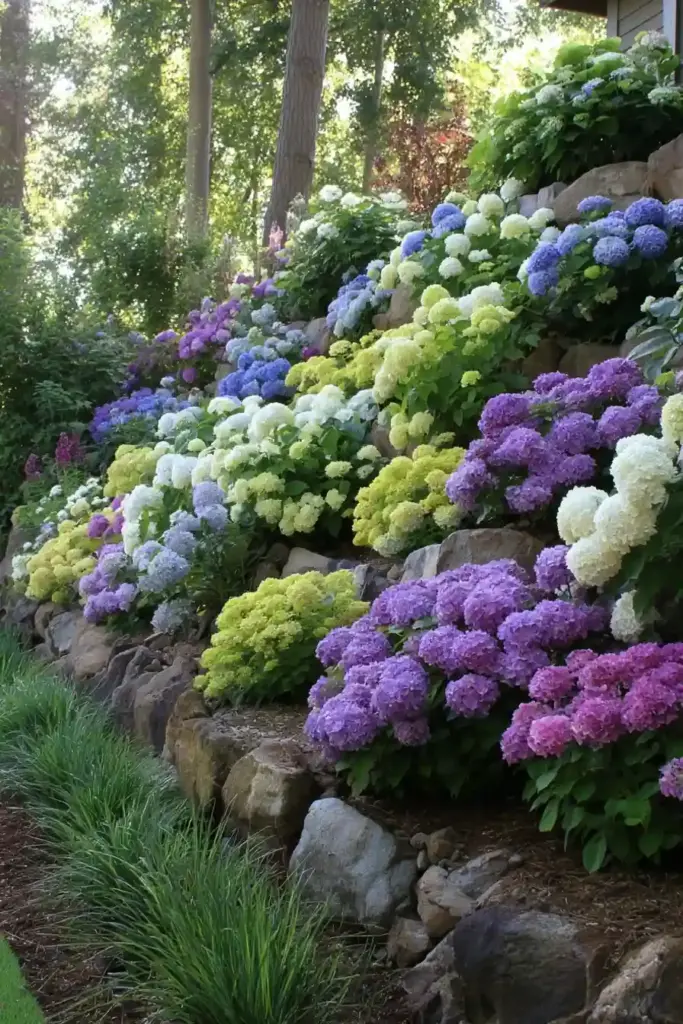Tiered Hydrangea Flower Bed