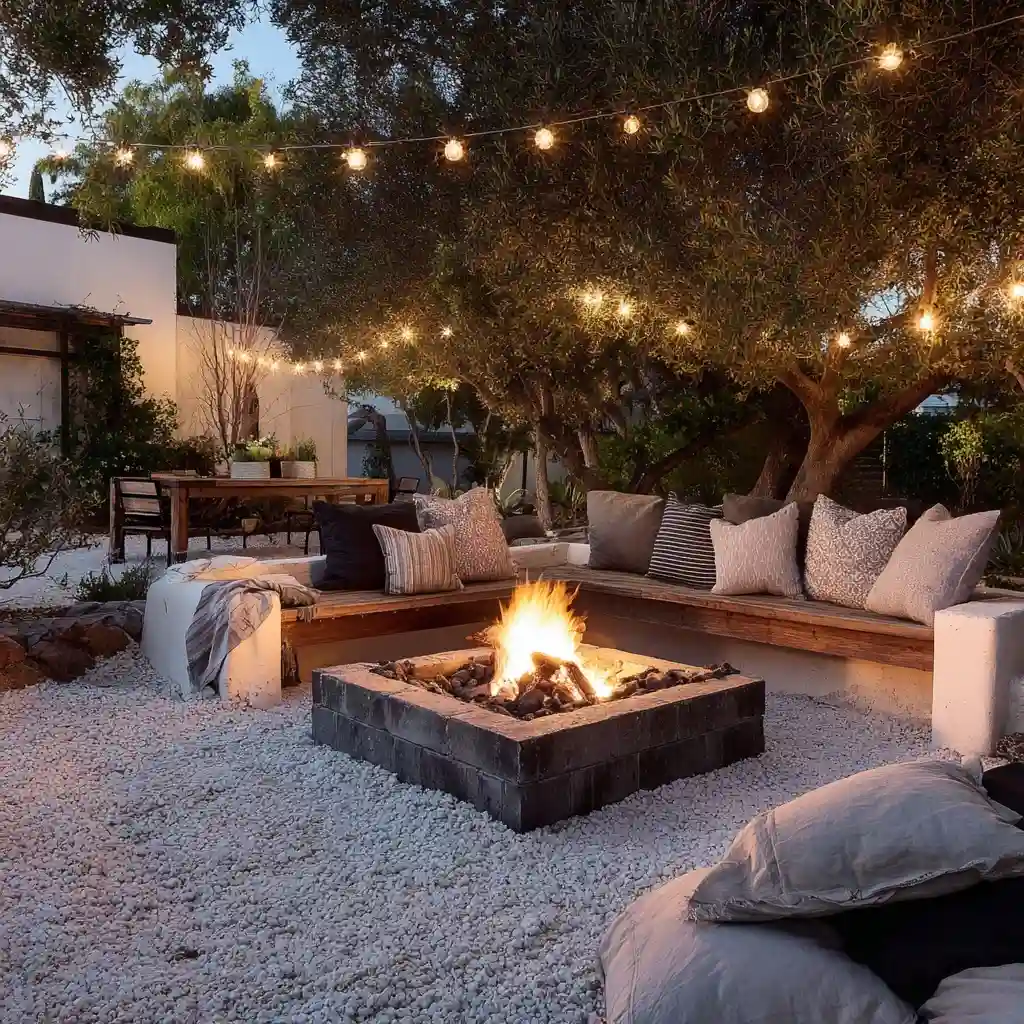 White Stone Fire Pit Surround