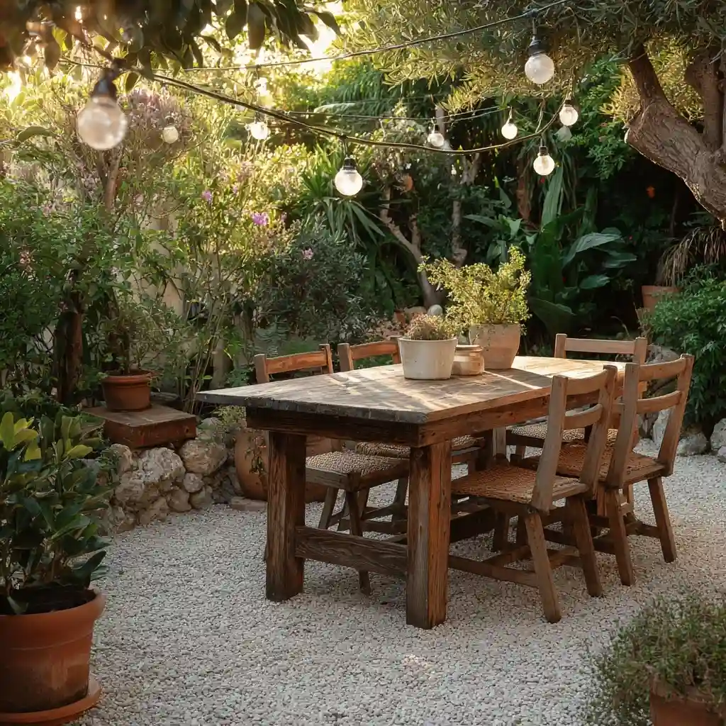 White Stone Outdoor Dining Area