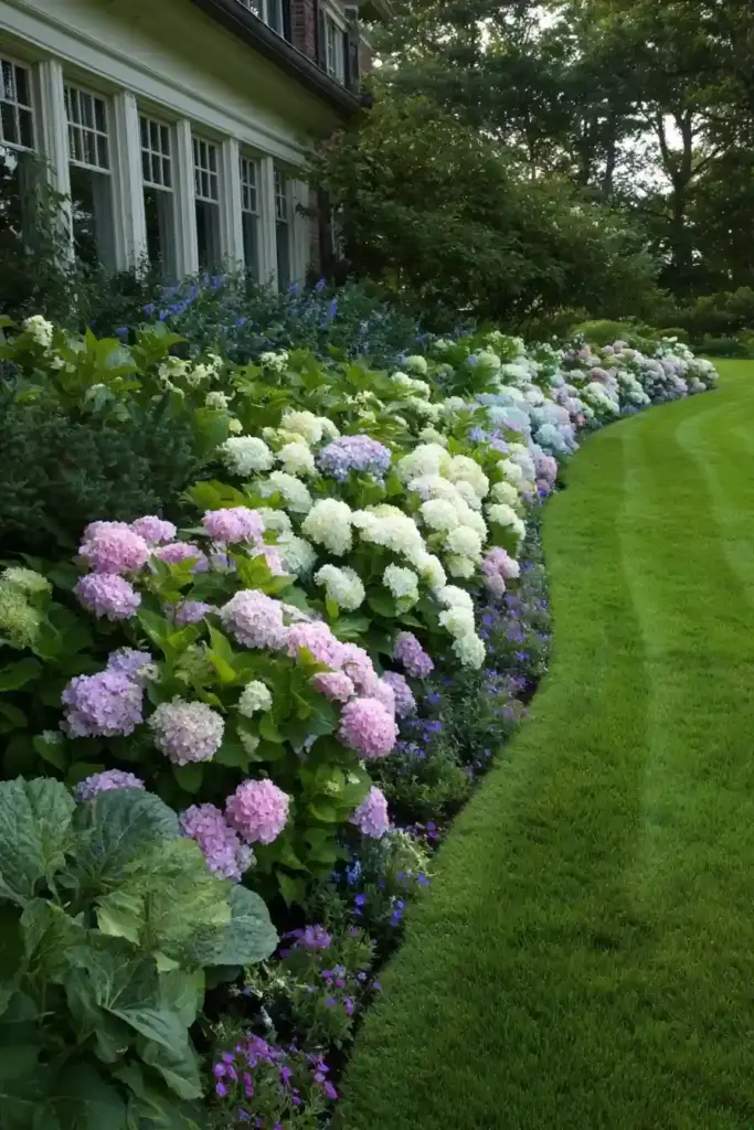 Hydrangea Island Bed in a Lawn