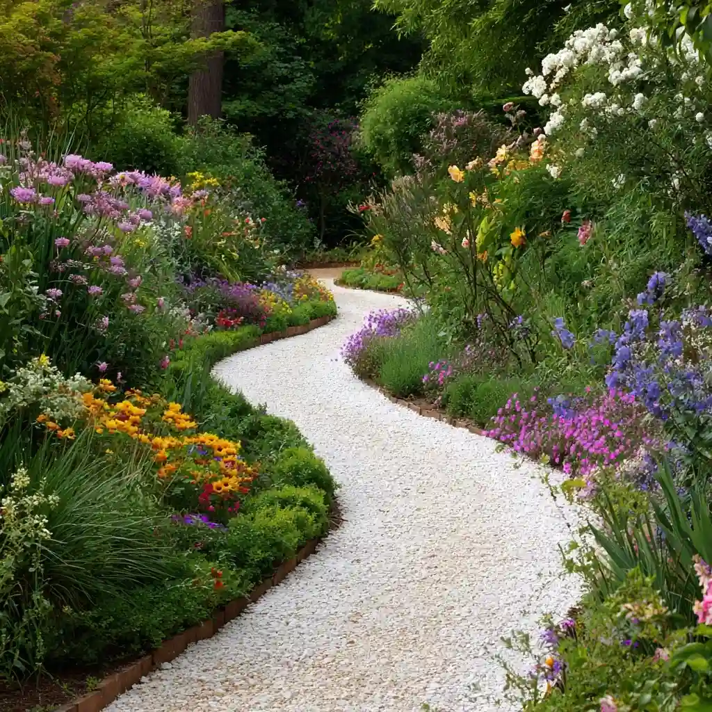 Curved Garden White Stone Pathways