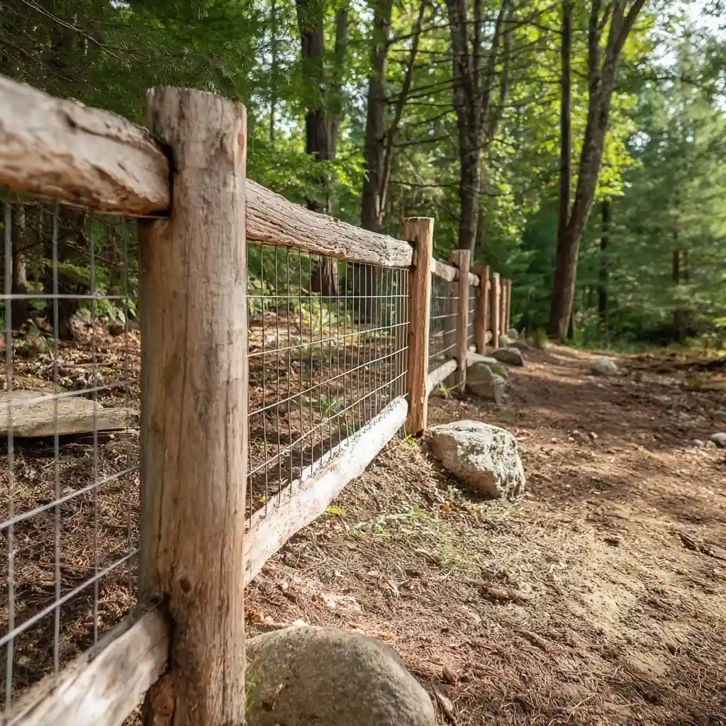 Split Rail Fence with Mesh