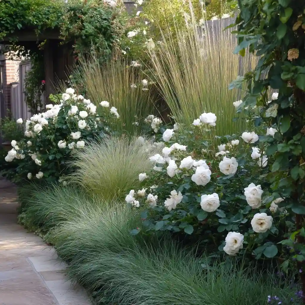 Serene White Rose and Greenery Garden