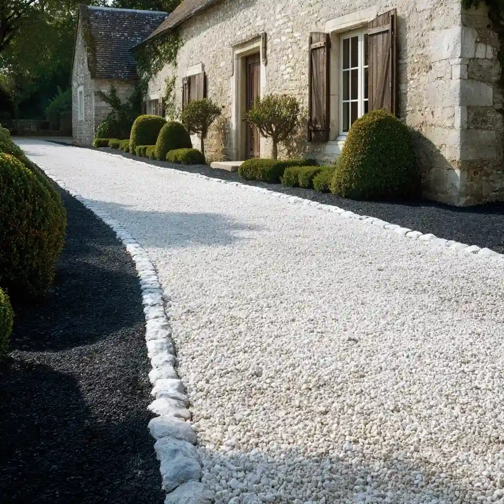  White Stone Driveway Enhancement