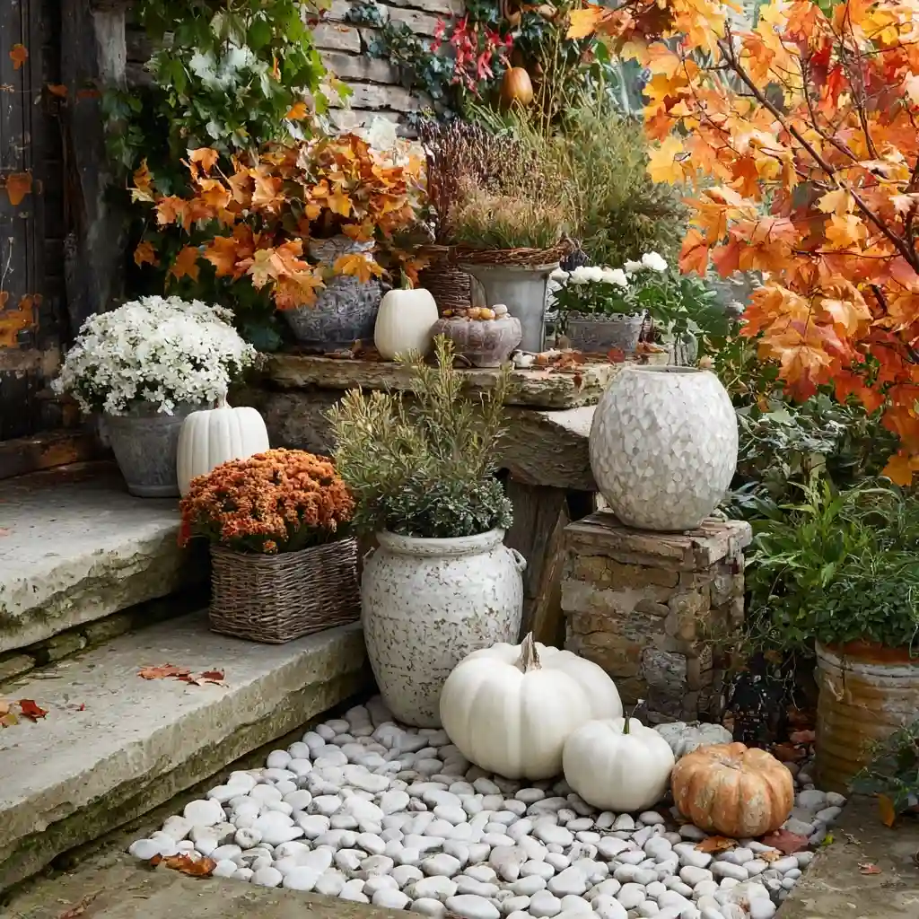 Autumn Accent with White Stones