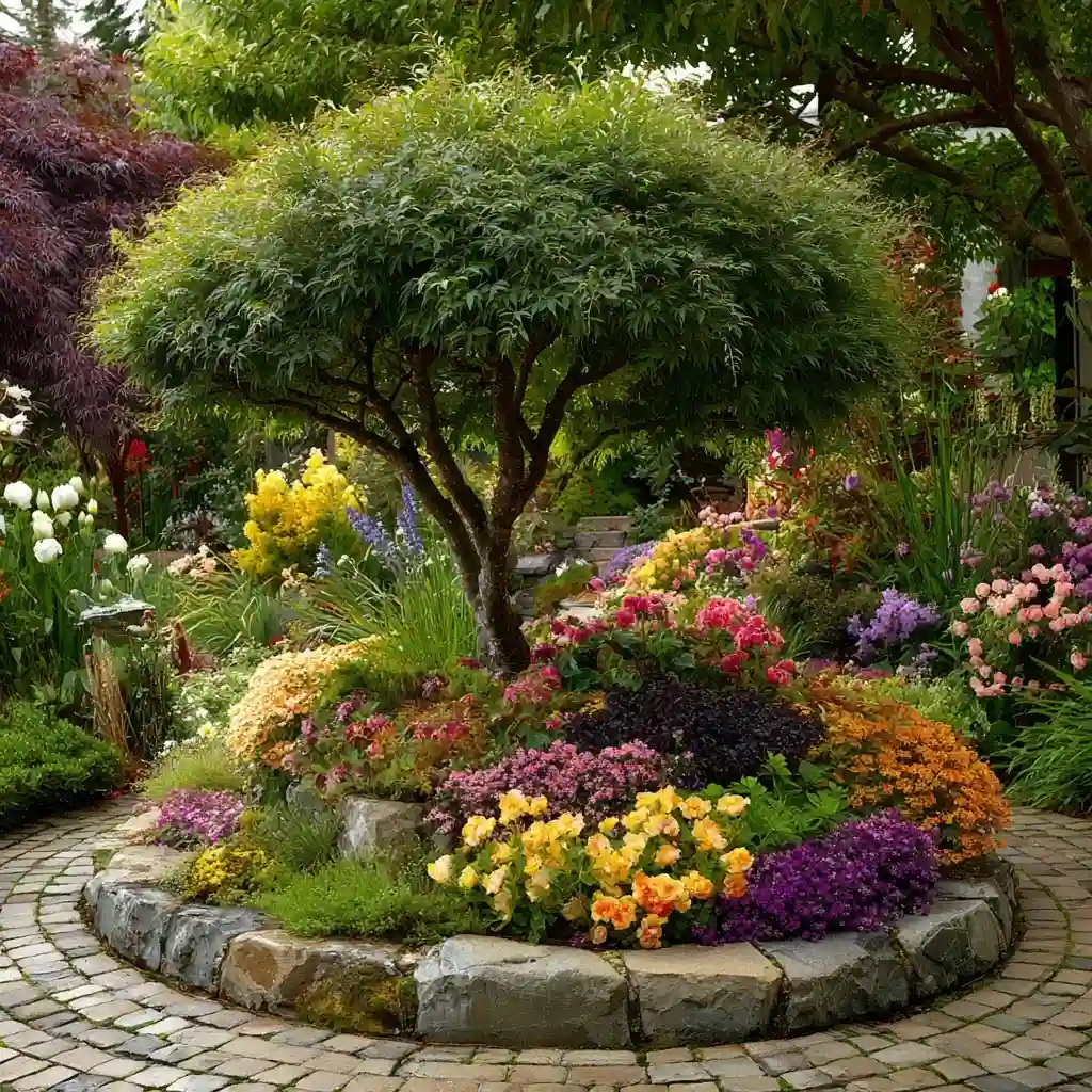 A Circular Flower Bed + Centerpiece