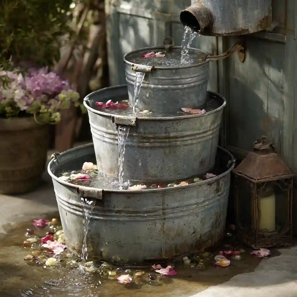 Galvanized Bucket Fountain