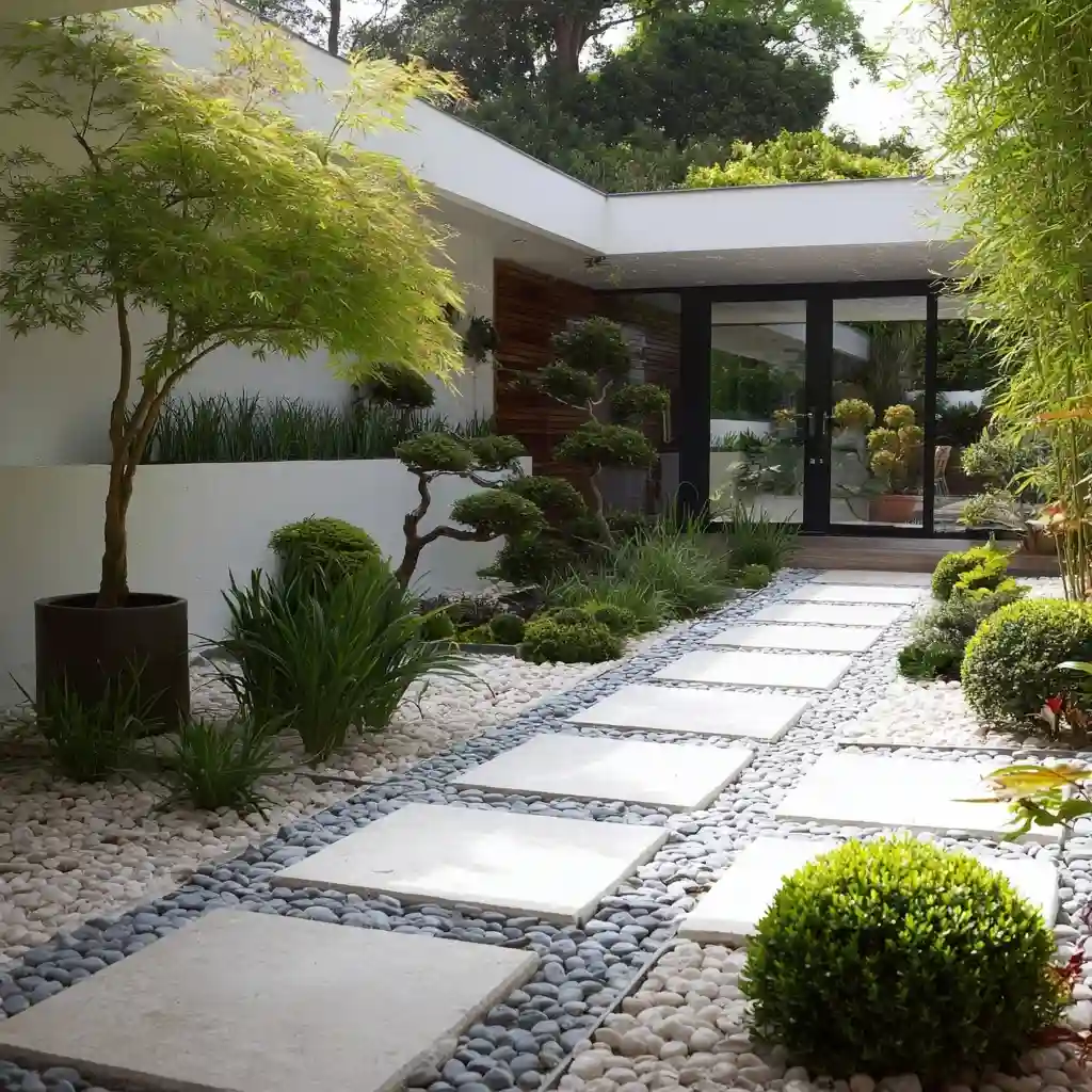 Geometric White Stone Walkways