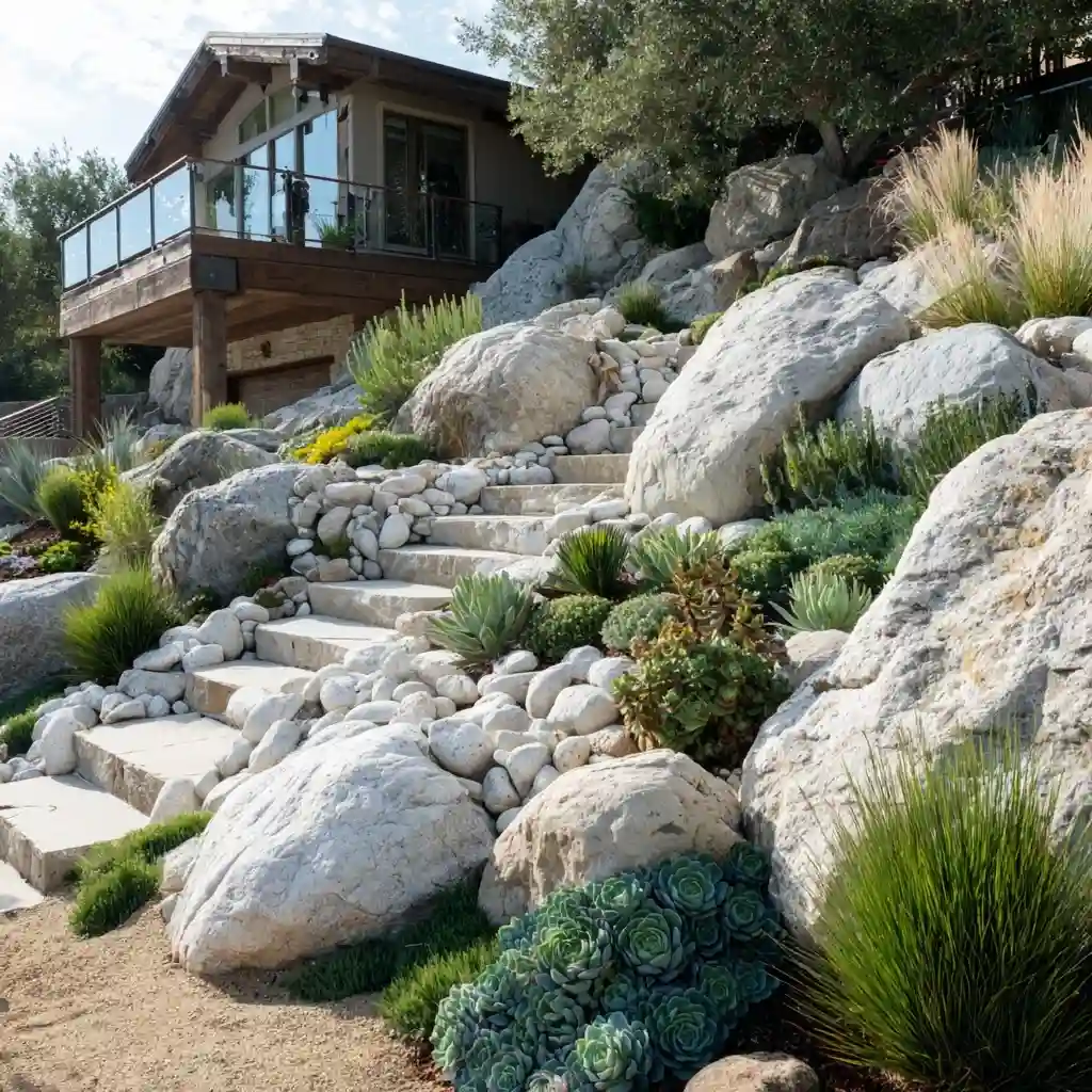 Layered White Stone Rock Garden