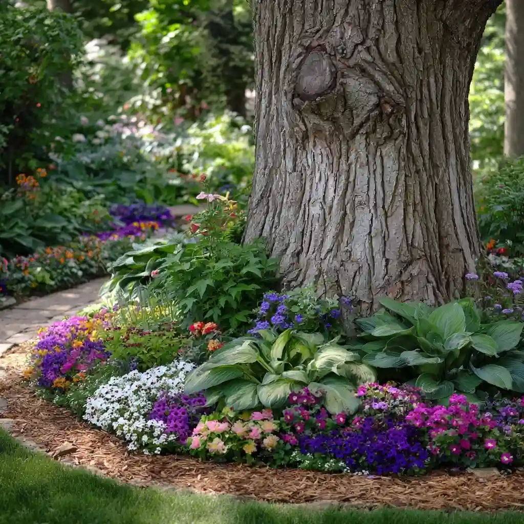 A Tree Base Flower Bed