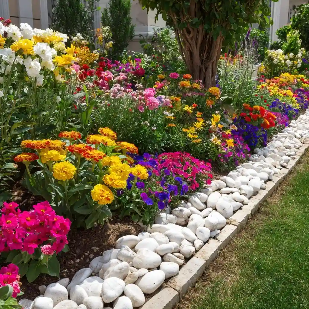 Flowerbed White Stone Borders
