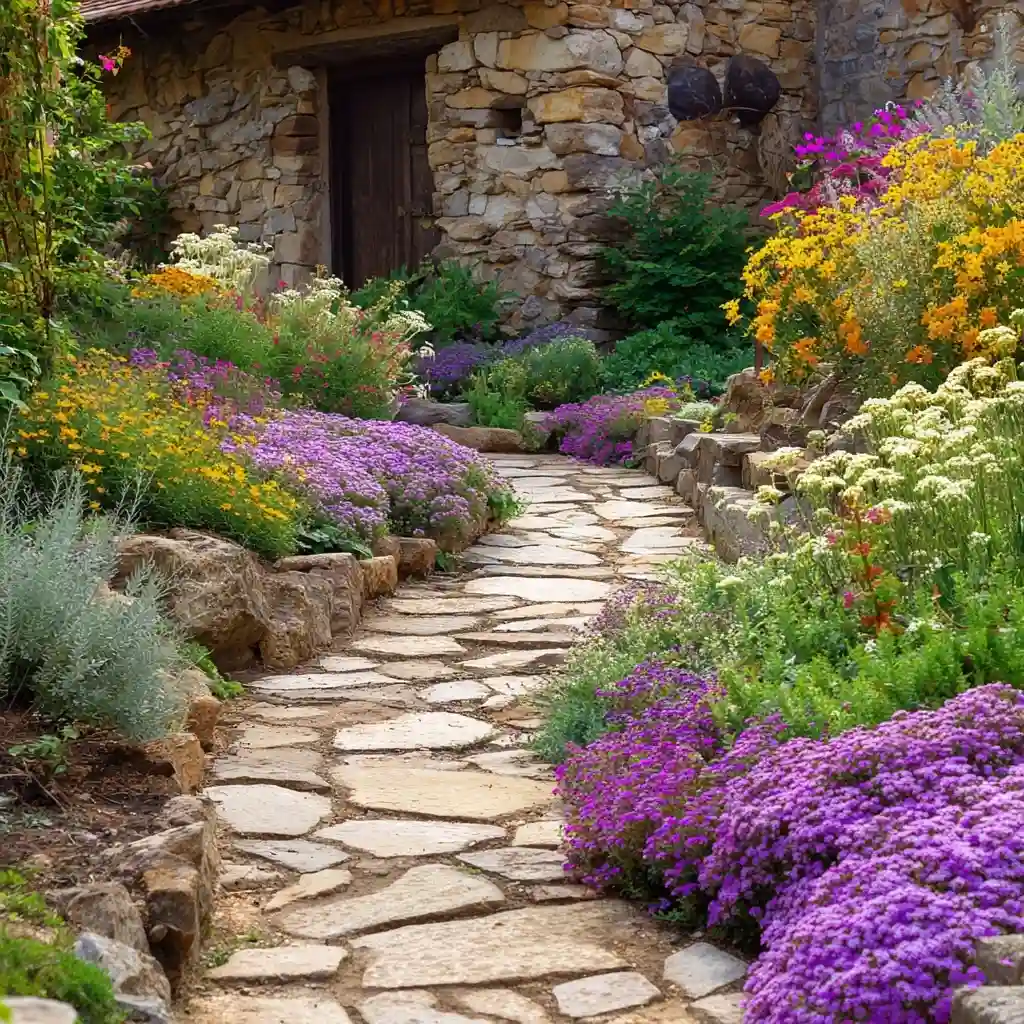 Stone Pathway with Bloom Borders
