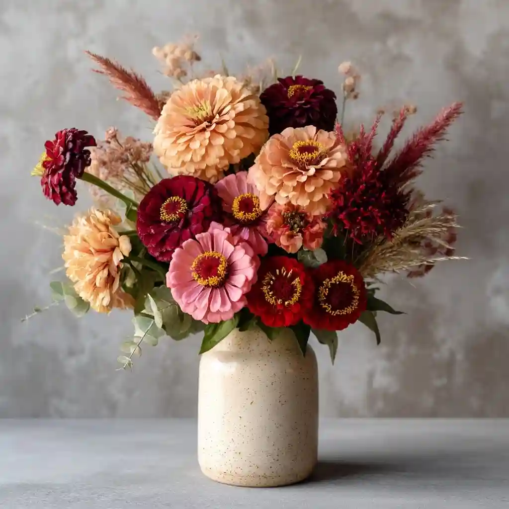 Autumnal Zinnia Display