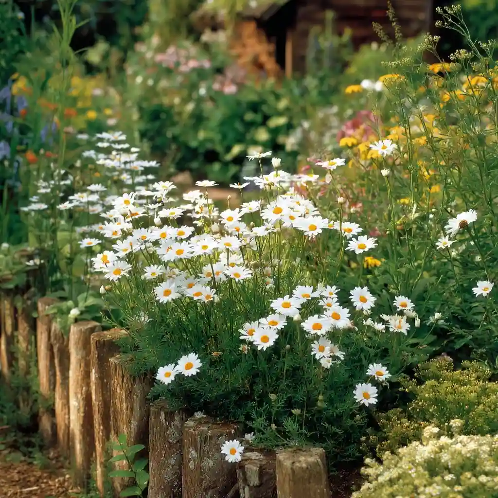 Serene White Garden with Daisies
