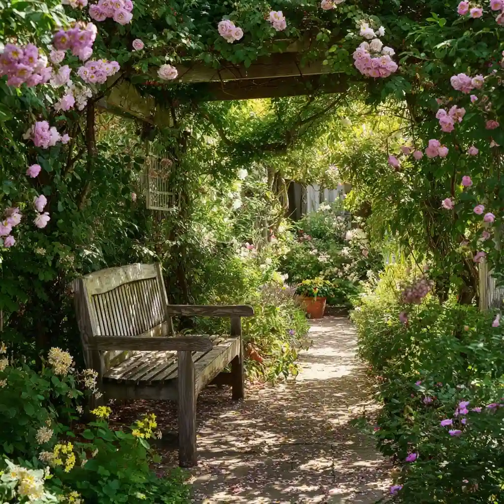 Flower-Draped Pergola Retreat