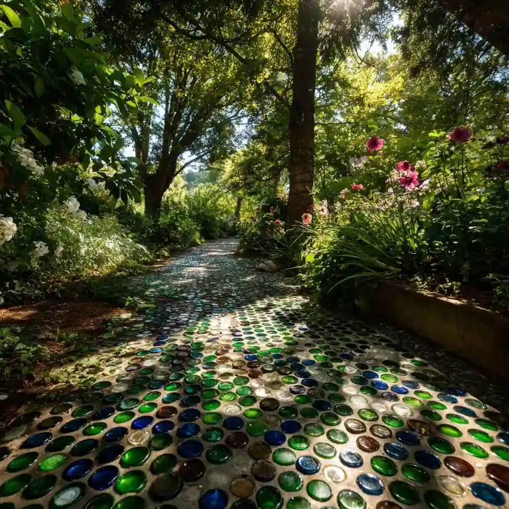 Garden Walkway with Glass Bottles