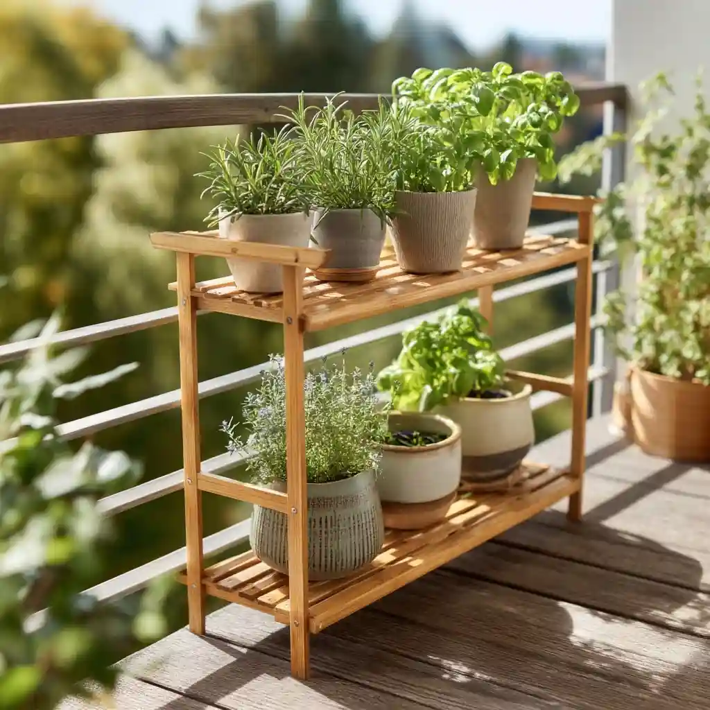 Bamboo Shelf Herb Display