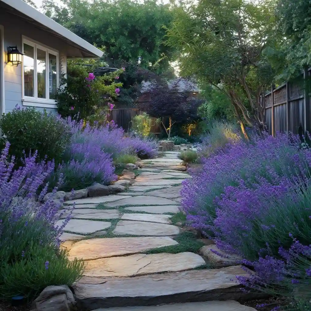 Lavender Garden with Stone Pathway