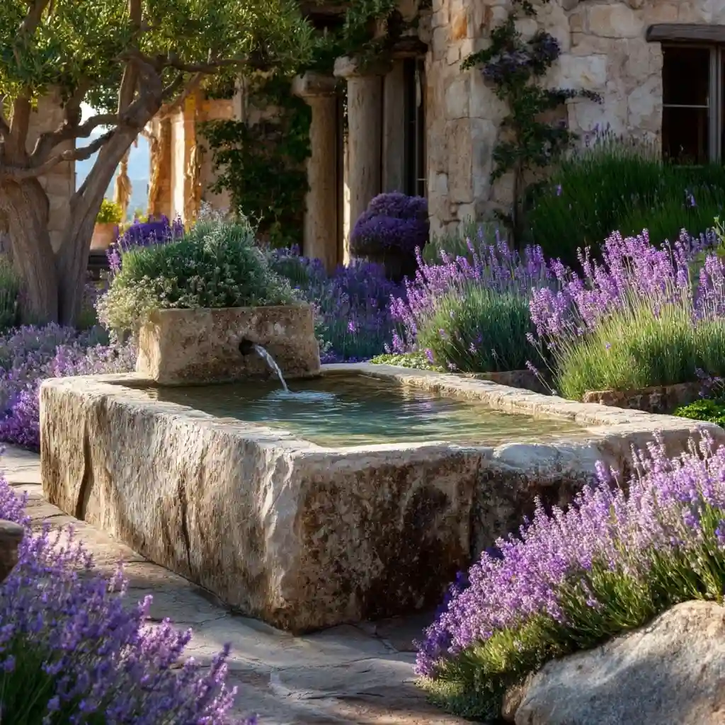 Lavender and Water Feature Garden