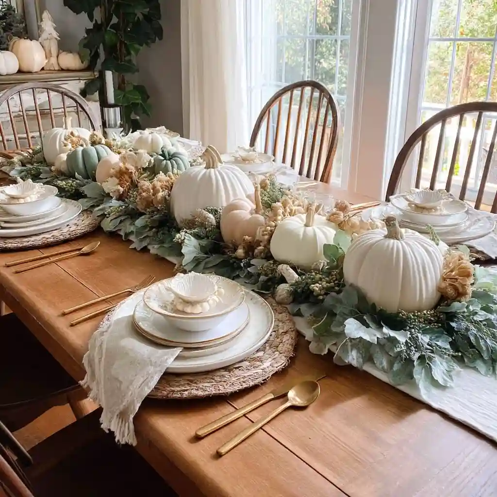 Pumpkin Runner Centerpiece (Mixed Sizes & Greens)