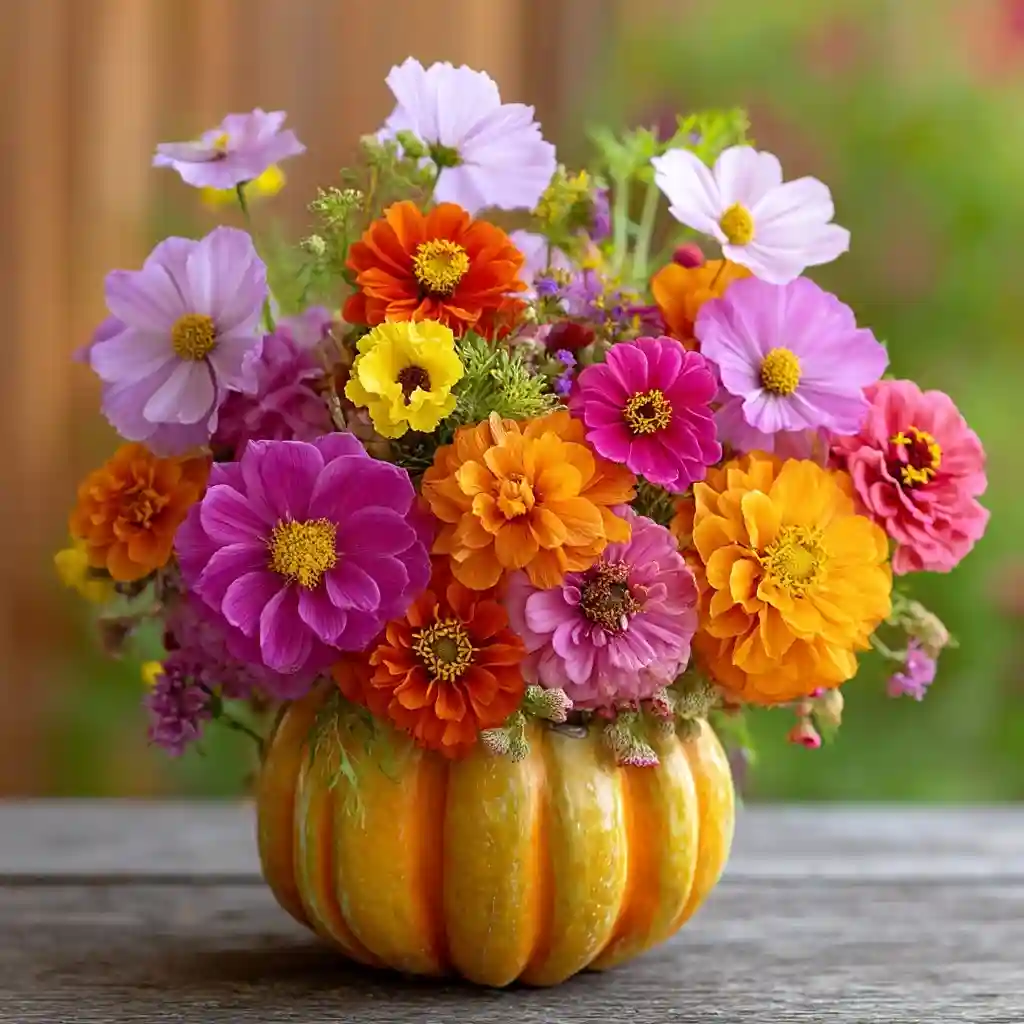 Bright Cottage Mix: Zinnia, Cosmos & Marigold in Pumpkin