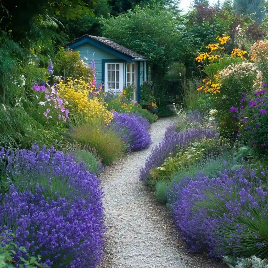 Cottage-Style Lavender Pathway